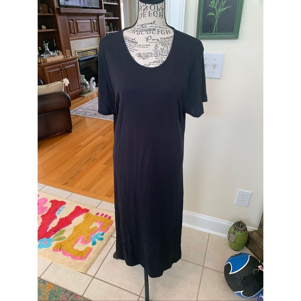 Lands' End Women's Short Sleeve Black Dress